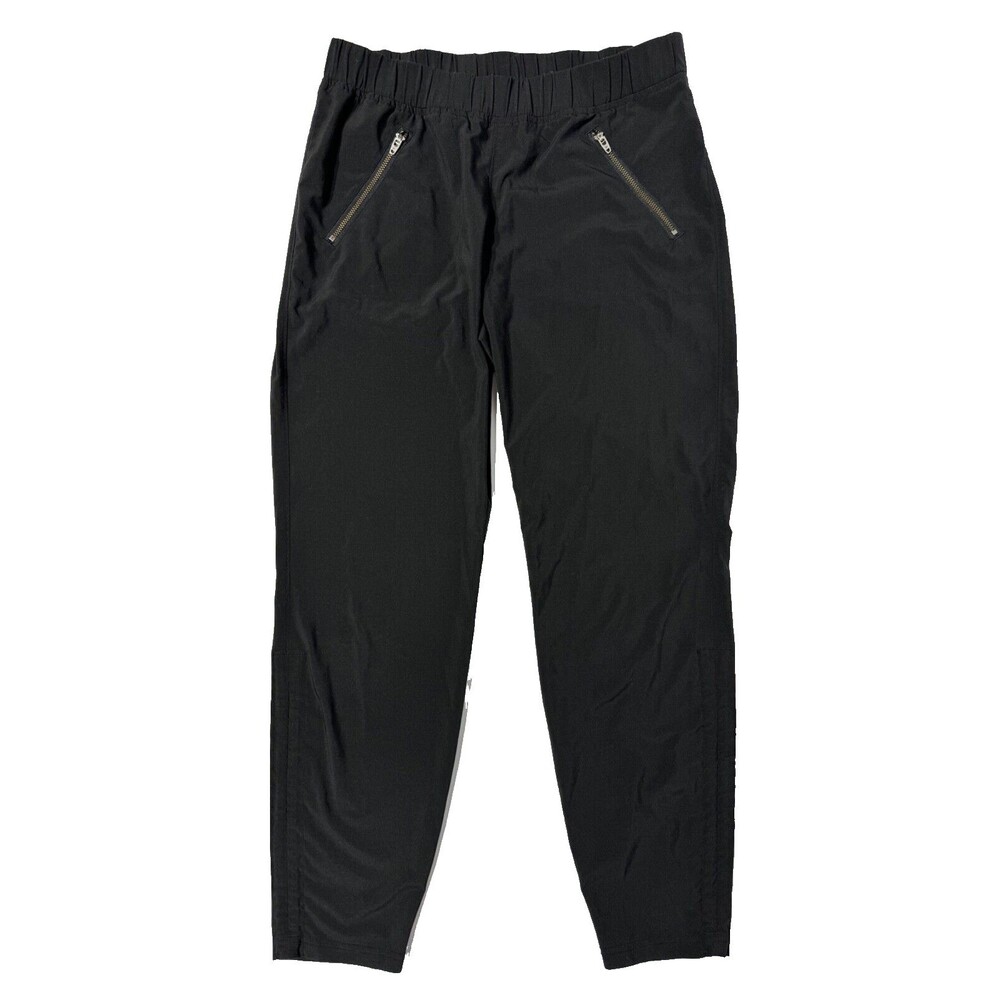 Athleta Cropped Black Workout Joggers Front Zip Pockets Women's Size 2